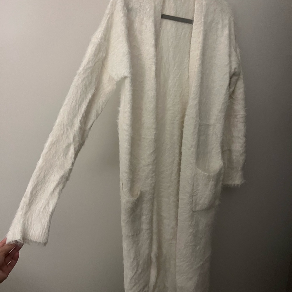 Cozy White Long Cardigan